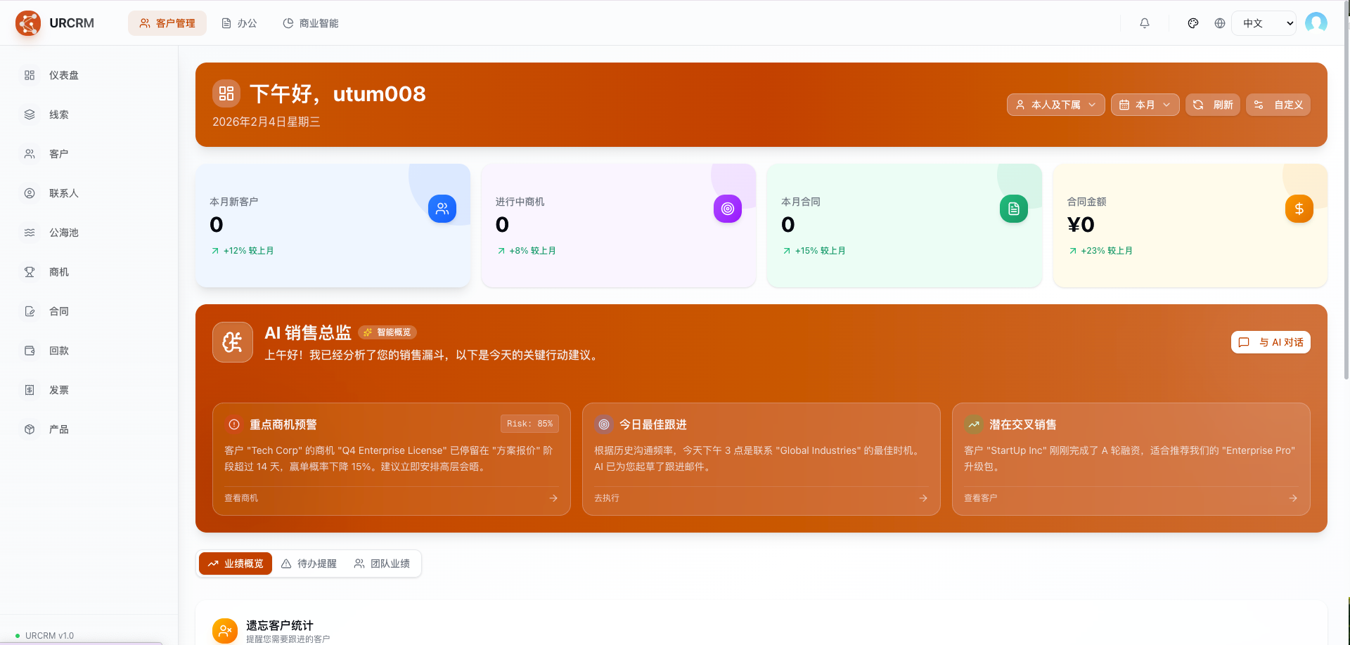 URCRM 系统界面