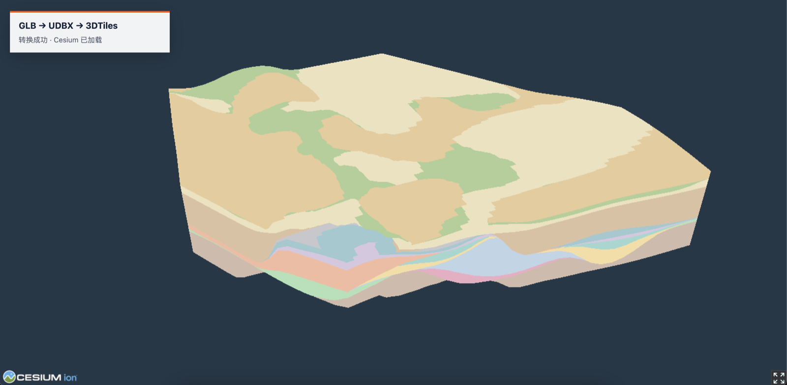 GLB 经过 UDBX 转换到 3D Tiles 的结果
